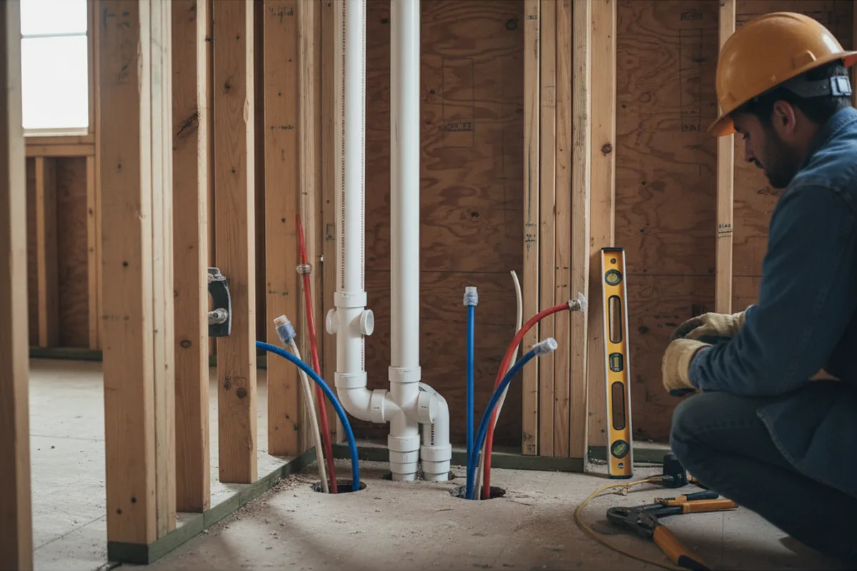Drain and supply rough-in during Leak Detection in Ocean Grove